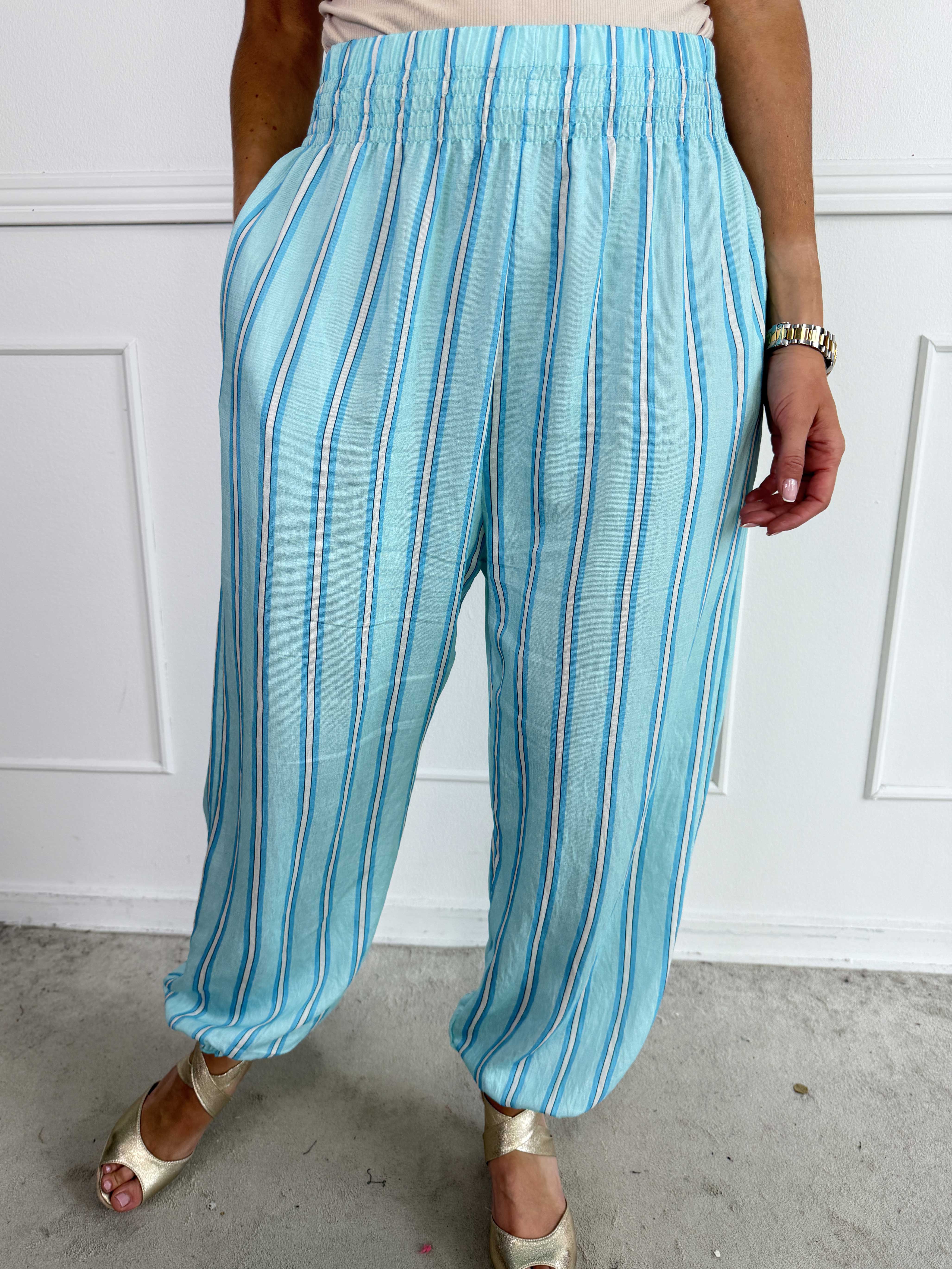 Amidala Pants - Feminin stribede bukser i let viskoseblanding med elastikkant